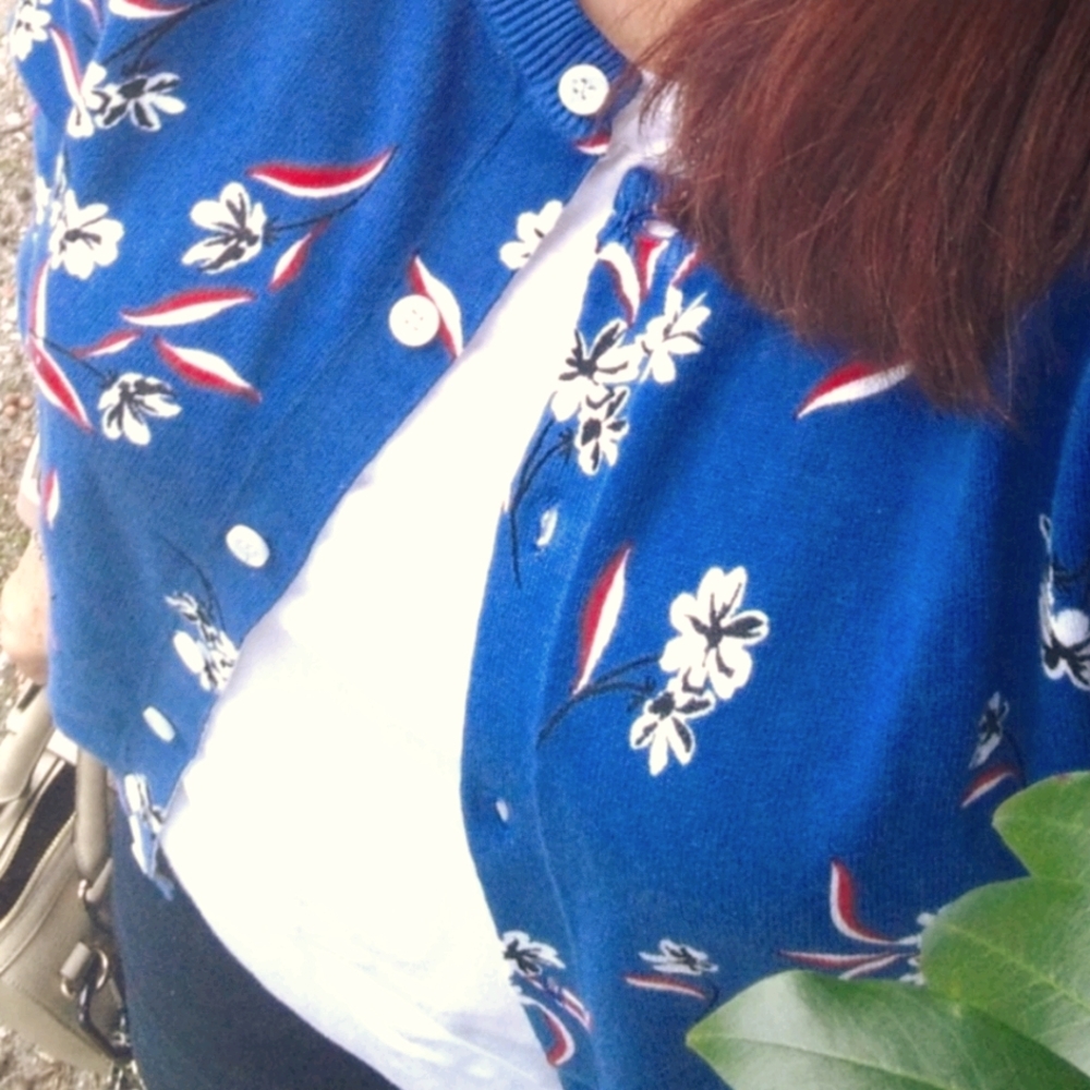 1X 🔵 Woman Within Cotton Floral Cardigan